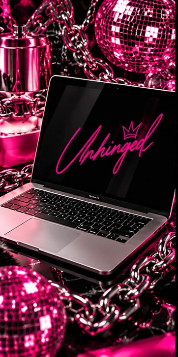 Brand identity creative direction in hot pink, black, and chrome