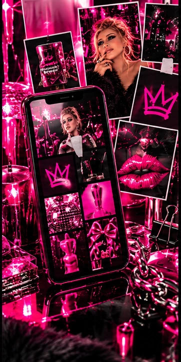 Flyers & social graphics creative direction in hot pink, black, and chrome